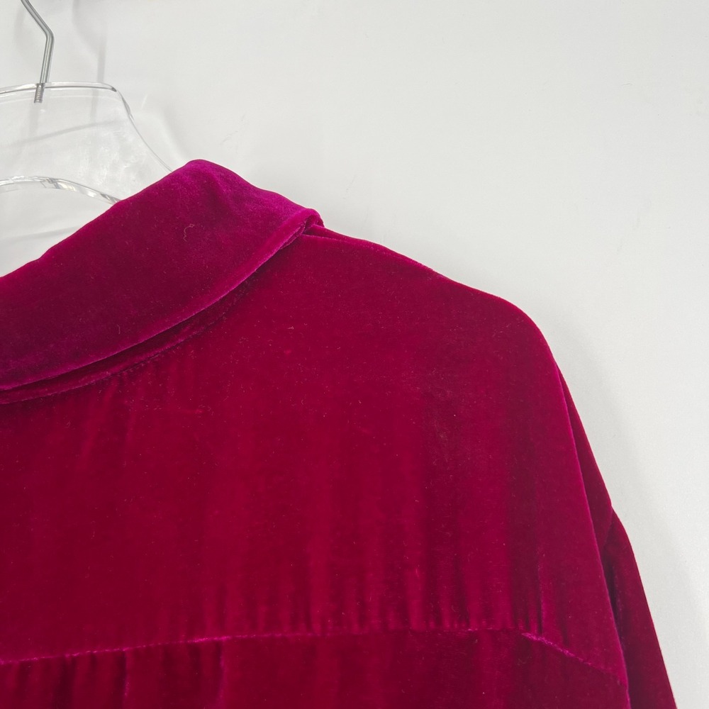 Karen Kane Velvet Top Womens L/XL Hot Pink Button Up Vibrant Maximalist - Picture 6 of 8